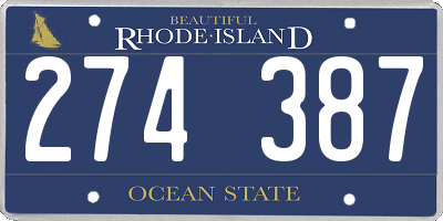 RI license plate 274387