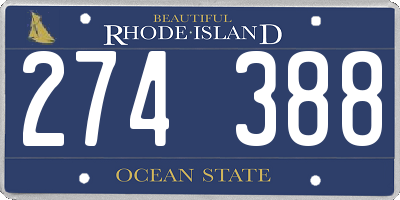 RI license plate 274388