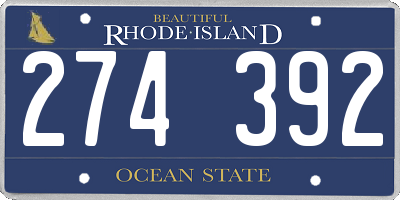 RI license plate 274392