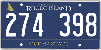 RI license plate 274398
