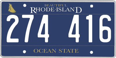 RI license plate 274416