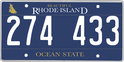 RI license plate 274433