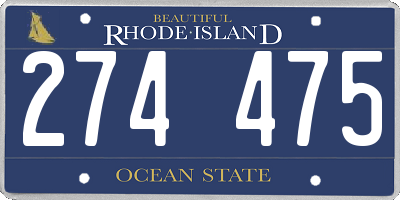RI license plate 274475