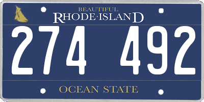 RI license plate 274492