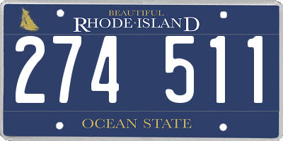 RI license plate 274511
