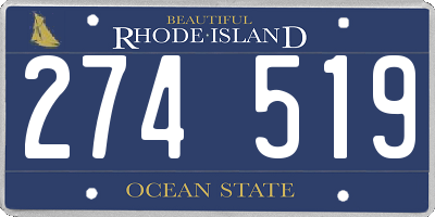 RI license plate 274519