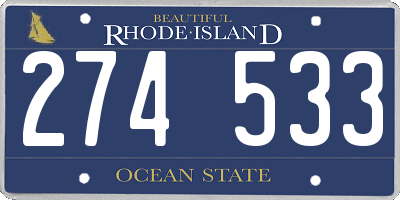 RI license plate 274533