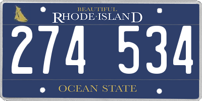 RI license plate 274534