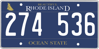 RI license plate 274536