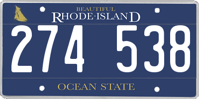 RI license plate 274538