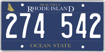 RI license plate 274542