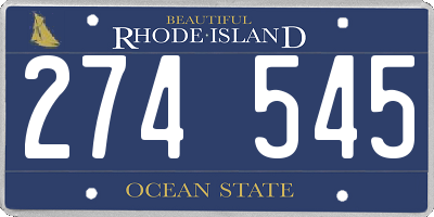 RI license plate 274545