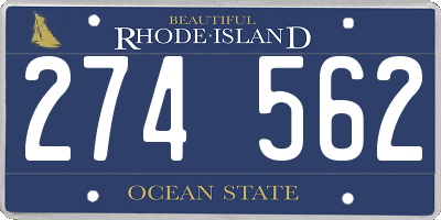 RI license plate 274562