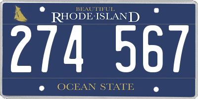 RI license plate 274567