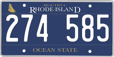 RI license plate 274585