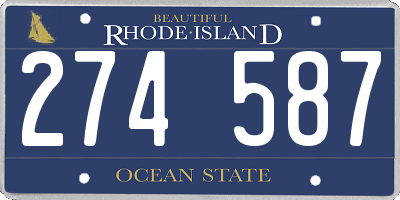 RI license plate 274587