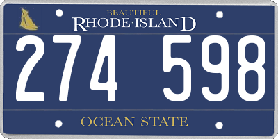 RI license plate 274598