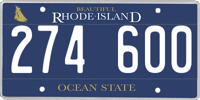 RI license plate 274600