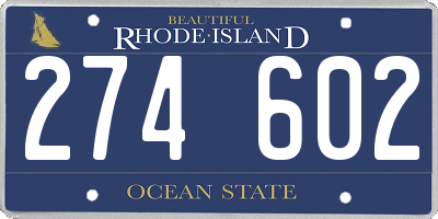 RI license plate 274602