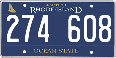 RI license plate 274608