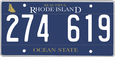 RI license plate 274619