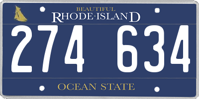 RI license plate 274634