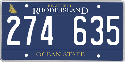 RI license plate 274635