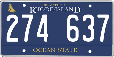 RI license plate 274637