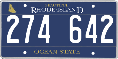 RI license plate 274642