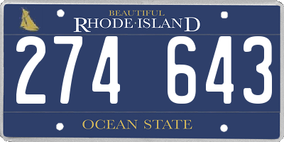 RI license plate 274643