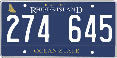 RI license plate 274645