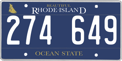 RI license plate 274649