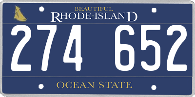 RI license plate 274652