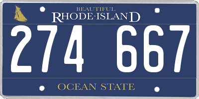 RI license plate 274667
