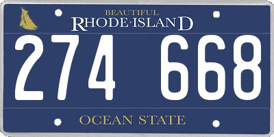 RI license plate 274668