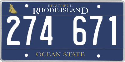 RI license plate 274671