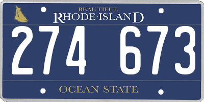 RI license plate 274673