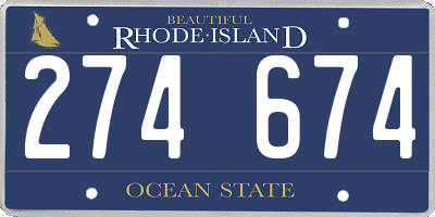 RI license plate 274674