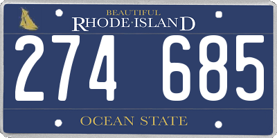 RI license plate 274685