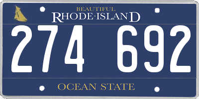 RI license plate 274692
