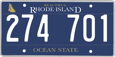 RI license plate 274701