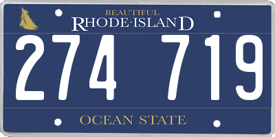 RI license plate 274719