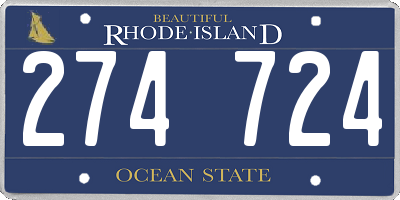 RI license plate 274724