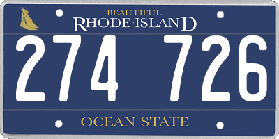 RI license plate 274726
