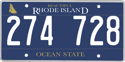 RI license plate 274728