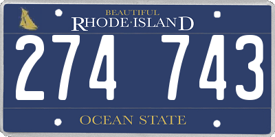 RI license plate 274743