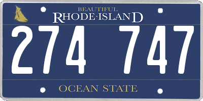 RI license plate 274747