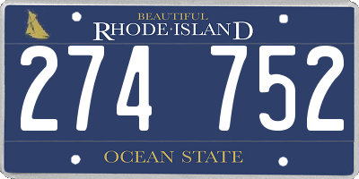 RI license plate 274752