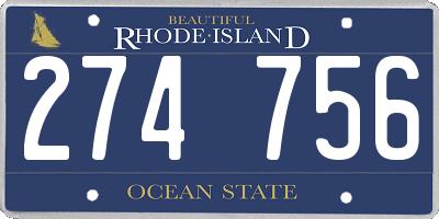 RI license plate 274756