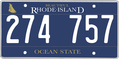 RI license plate 274757